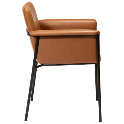 [var:Bezug=Vintage hellbraunes Kunstleder mit schwarzen Beinen] VALE Sessel