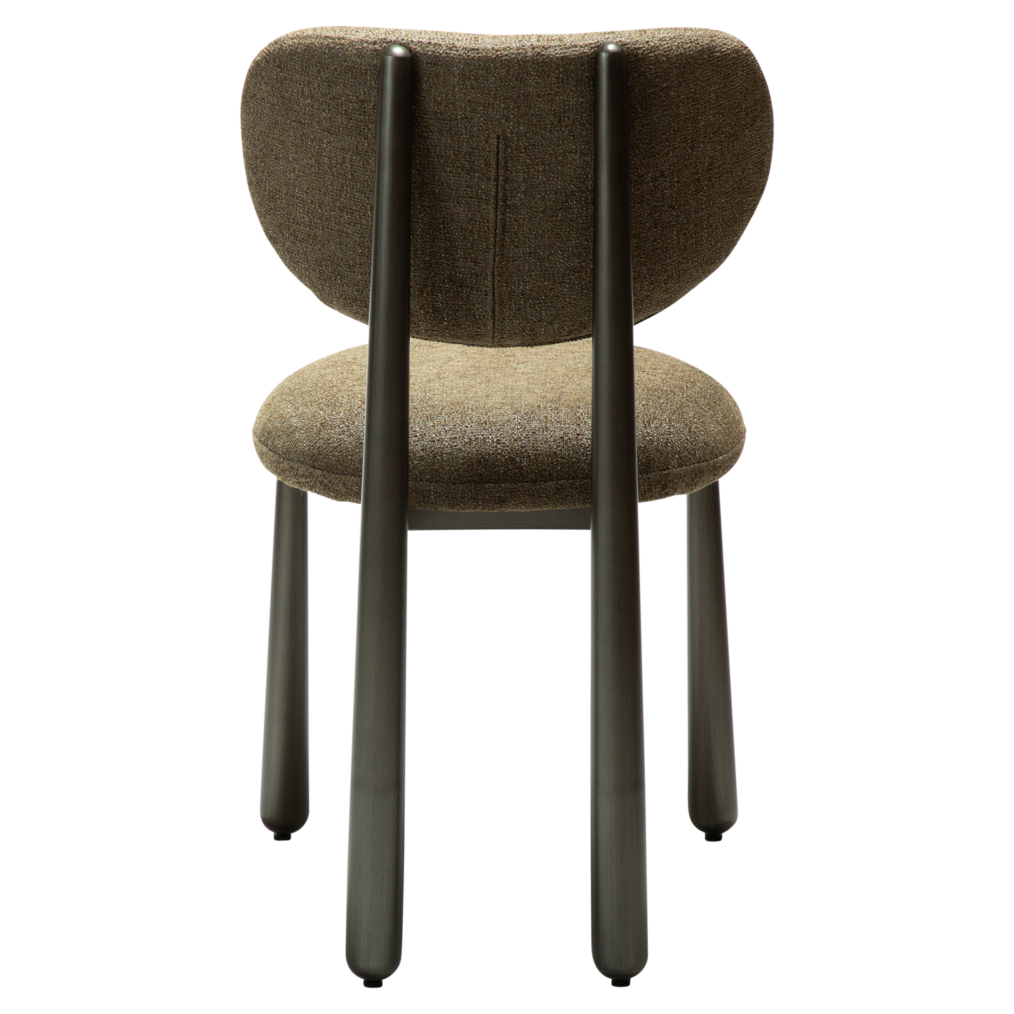 [var:Bezug=WOKE-Stuhl, dunkelolivfarbenes Bouclé-Gewebe mit antiken Zinnbeinen] WOKE Stuhl