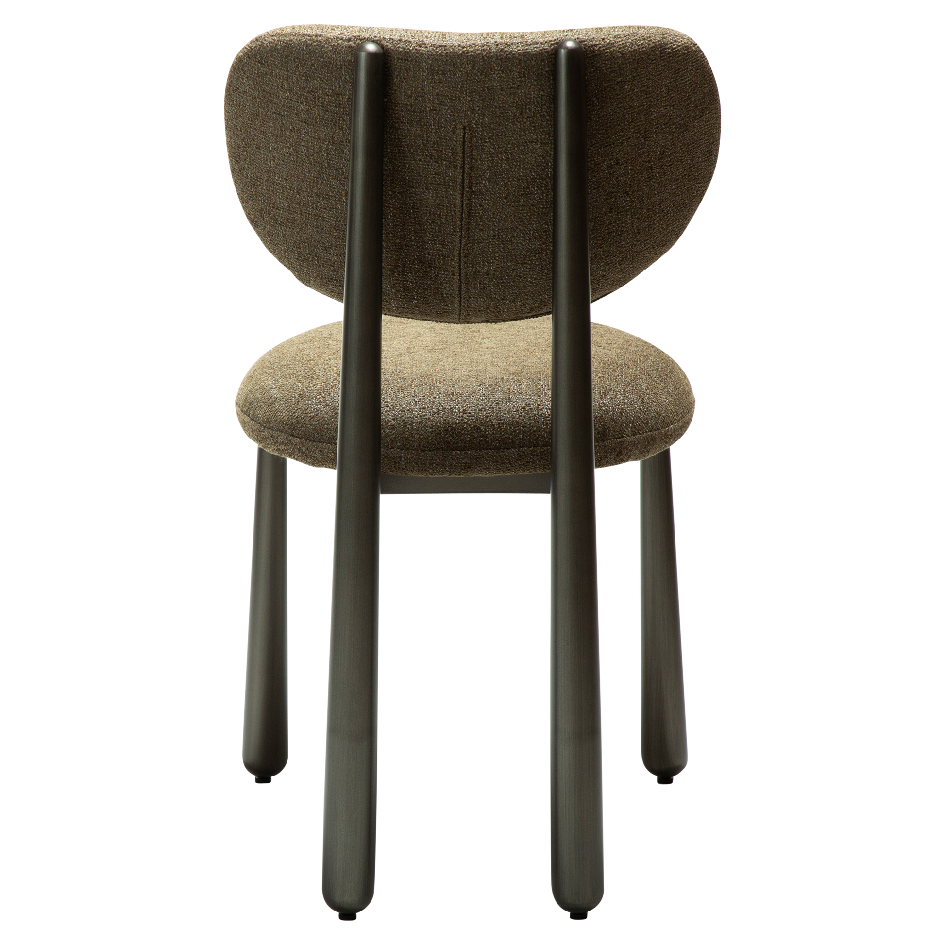 [var:Bezug=WOKE-Stuhl, dunkelolivfarbenes Bouclé-Gewebe mit antiken Zinnbeinen] WOKE Stuhl