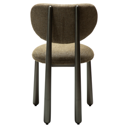 [var:Bezug=WOKE-Stuhl, dunkelolivfarbenes Bouclé-Gewebe mit antiken Zinnbeinen] WOKE Stuhl