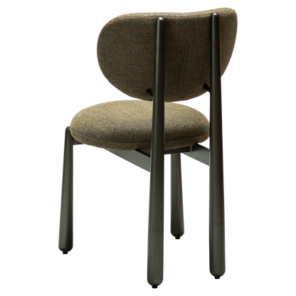 [var:Bezug=WOKE-Stuhl, dunkelolivfarbenes Bouclé-Gewebe mit antiken Zinnbeinen] WOKE Stuhl