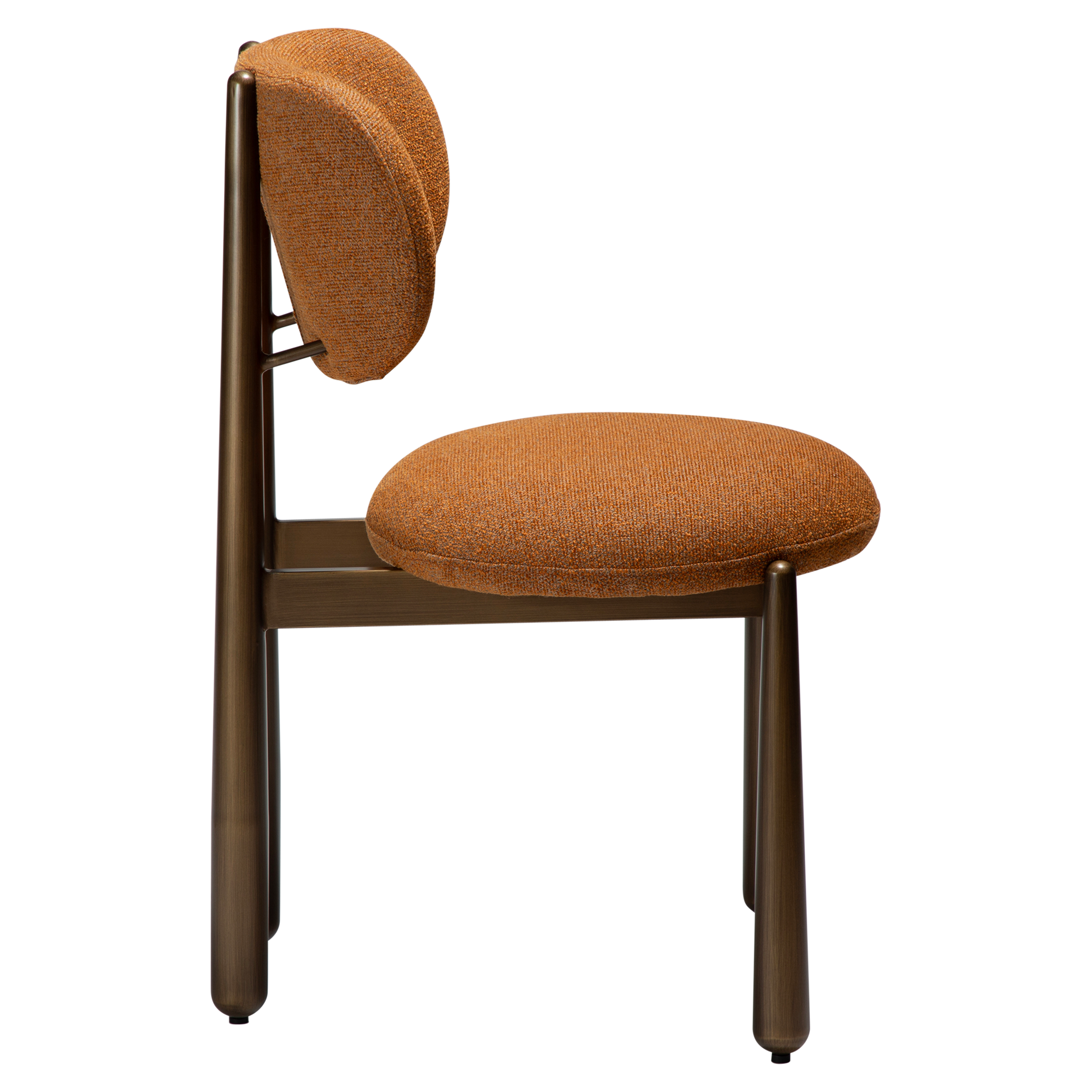 [var:Bezug=WOKE-Stuhl, Kürbisgewürz-Bouclé-Gewebe mit antiken Messingbeinen] WOKE Stuhl