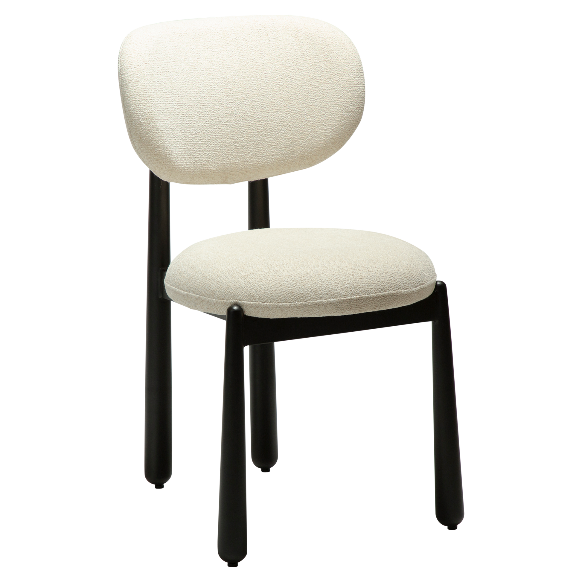 [var:Bezug=WOKE-Stuhl, einfaches beige Bouclé-Gewebe mit schwarzen Beinen] WOKE Stuhl