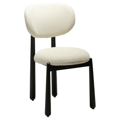 [var:Bezug=WOKE-Stuhl, einfaches beige Bouclé-Gewebe mit schwarzen Beinen] WOKE Stuhl