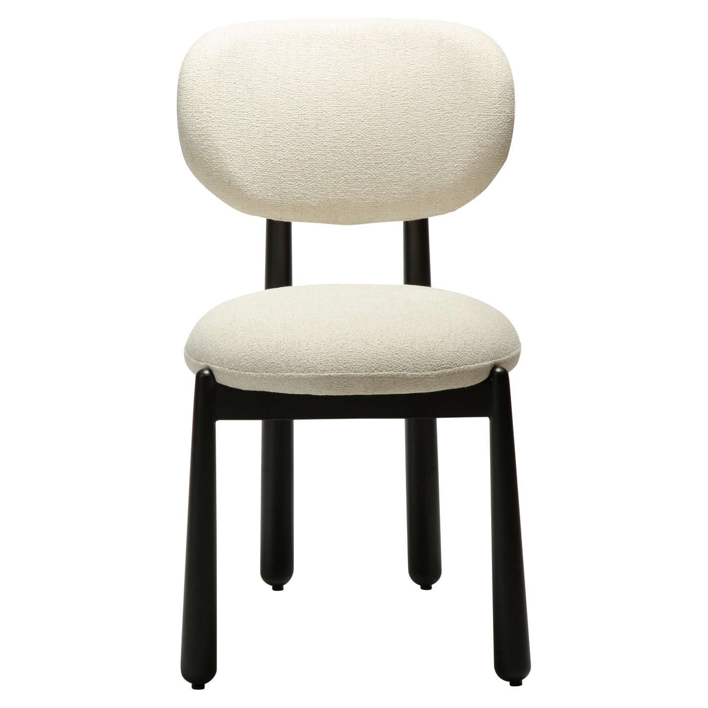 [var:Bezug=WOKE-Stuhl, einfaches beige Bouclé-Gewebe mit schwarzen Beinen] WOKE Stuhl