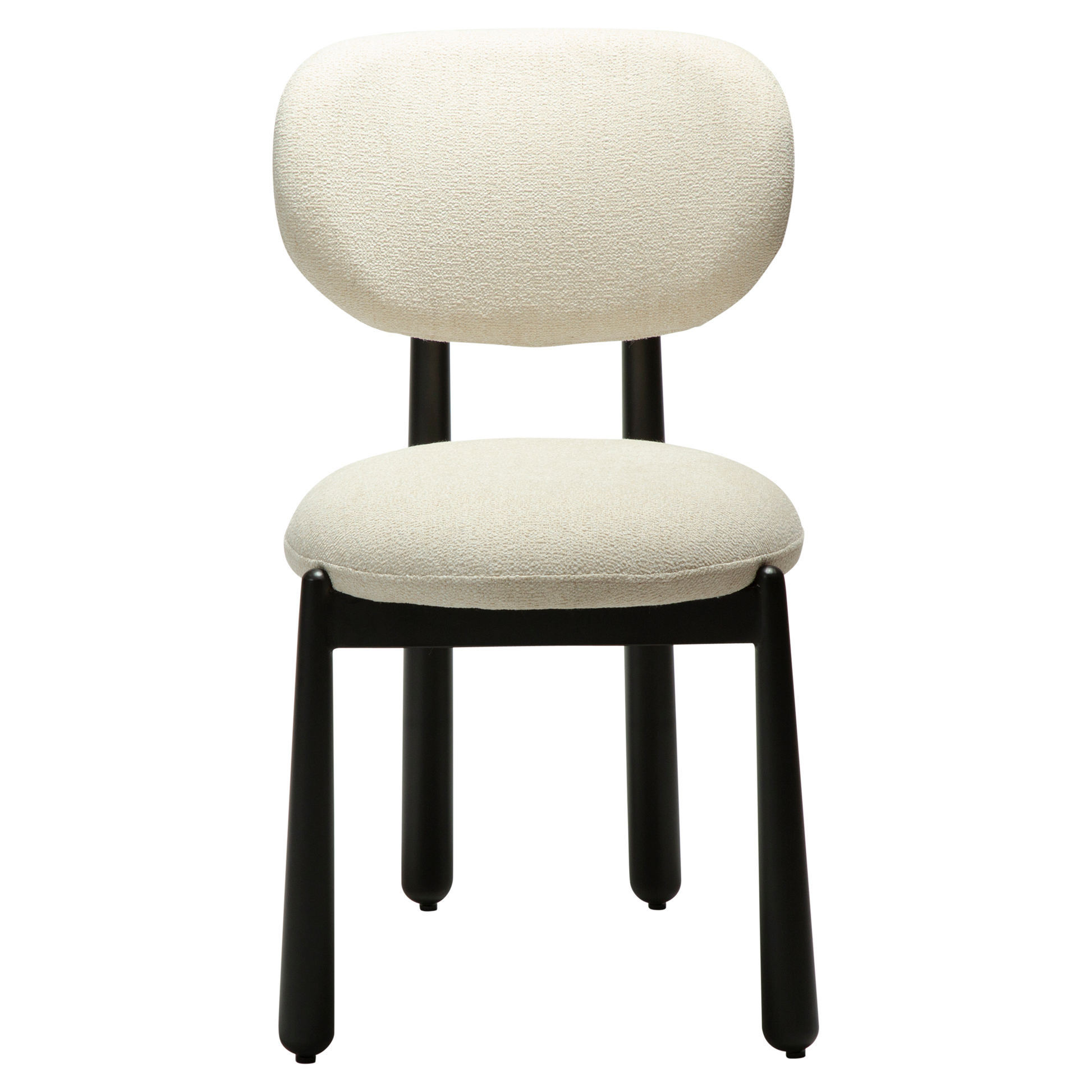 [var:Bezug=WOKE-Stuhl, einfaches beige Bouclé-Gewebe mit schwarzen Beinen] WOKE Stuhl