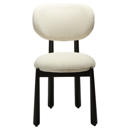 [var:Bezug=WOKE-Stuhl, einfaches beige Bouclé-Gewebe mit schwarzen Beinen] WOKE Stuhl
