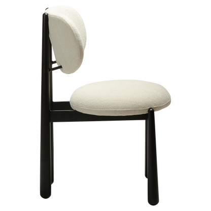 [var:Bezug=WOKE-Stuhl, einfaches beige Bouclé-Gewebe mit schwarzen Beinen] WOKE Stuhl