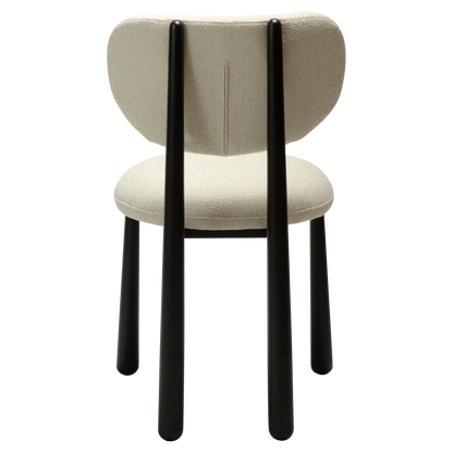 [var:Bezug=WOKE-Stuhl, einfaches beige Bouclé-Gewebe mit schwarzen Beinen] WOKE Stuhl