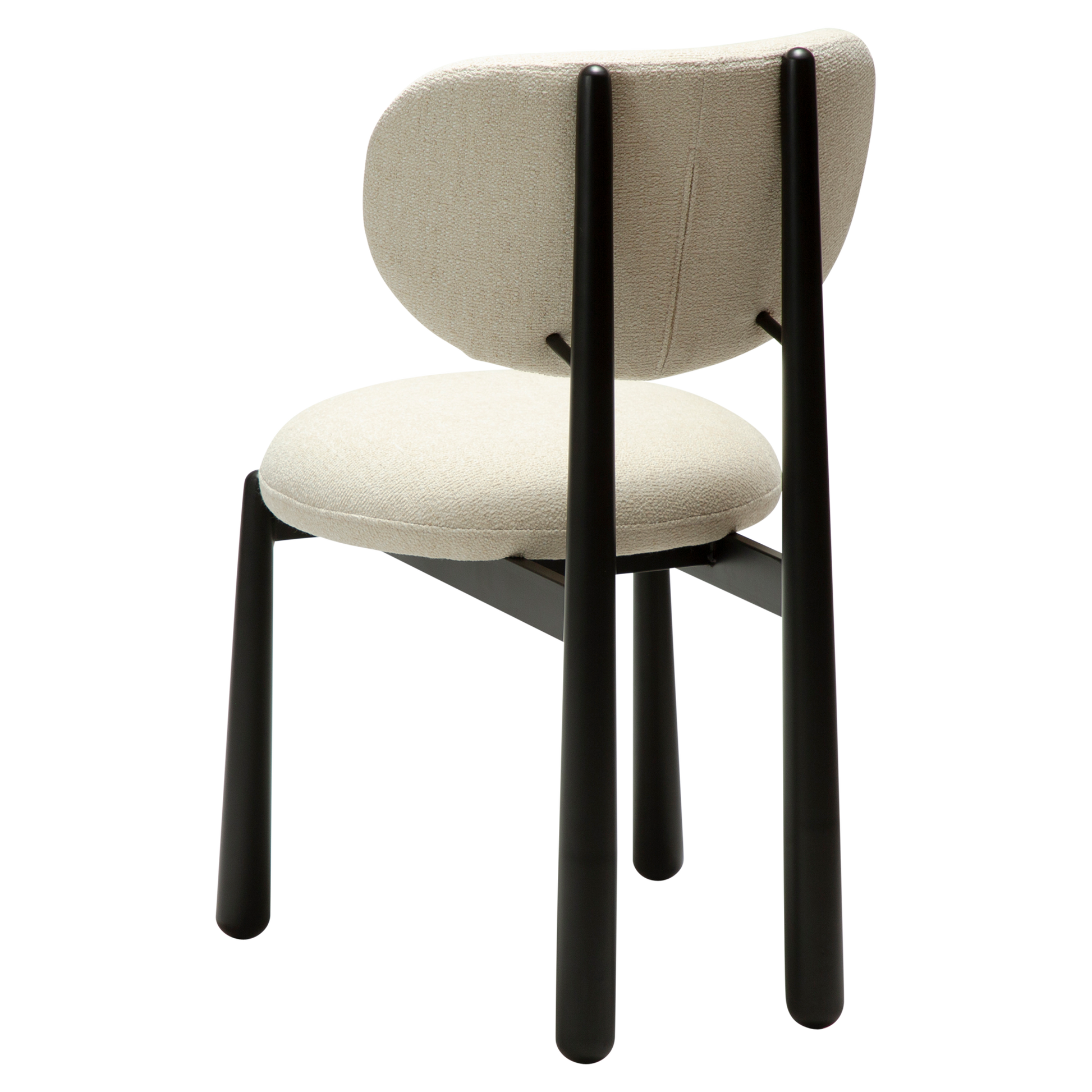 [var:Bezug=WOKE-Stuhl, einfaches beige Bouclé-Gewebe mit schwarzen Beinen] WOKE Stuhl