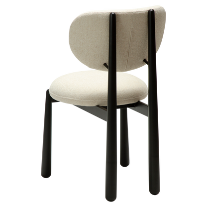 [var:Bezug=WOKE-Stuhl, einfaches beige Bouclé-Gewebe mit schwarzen Beinen] WOKE Stuhl