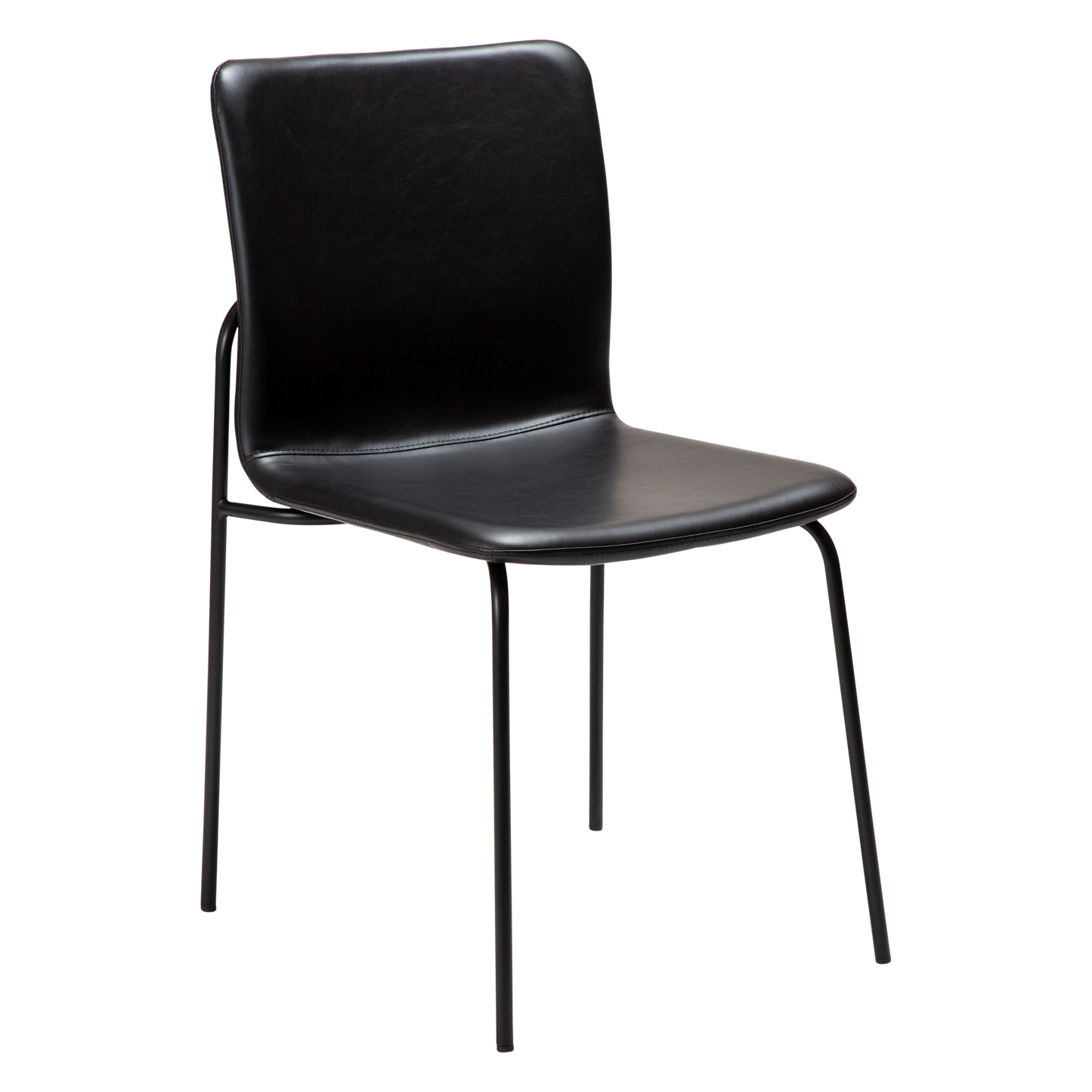 [var:Bezug=Vintage schwarzes Kunstleder mit schwarzen Beinen] WOOF Stuhl