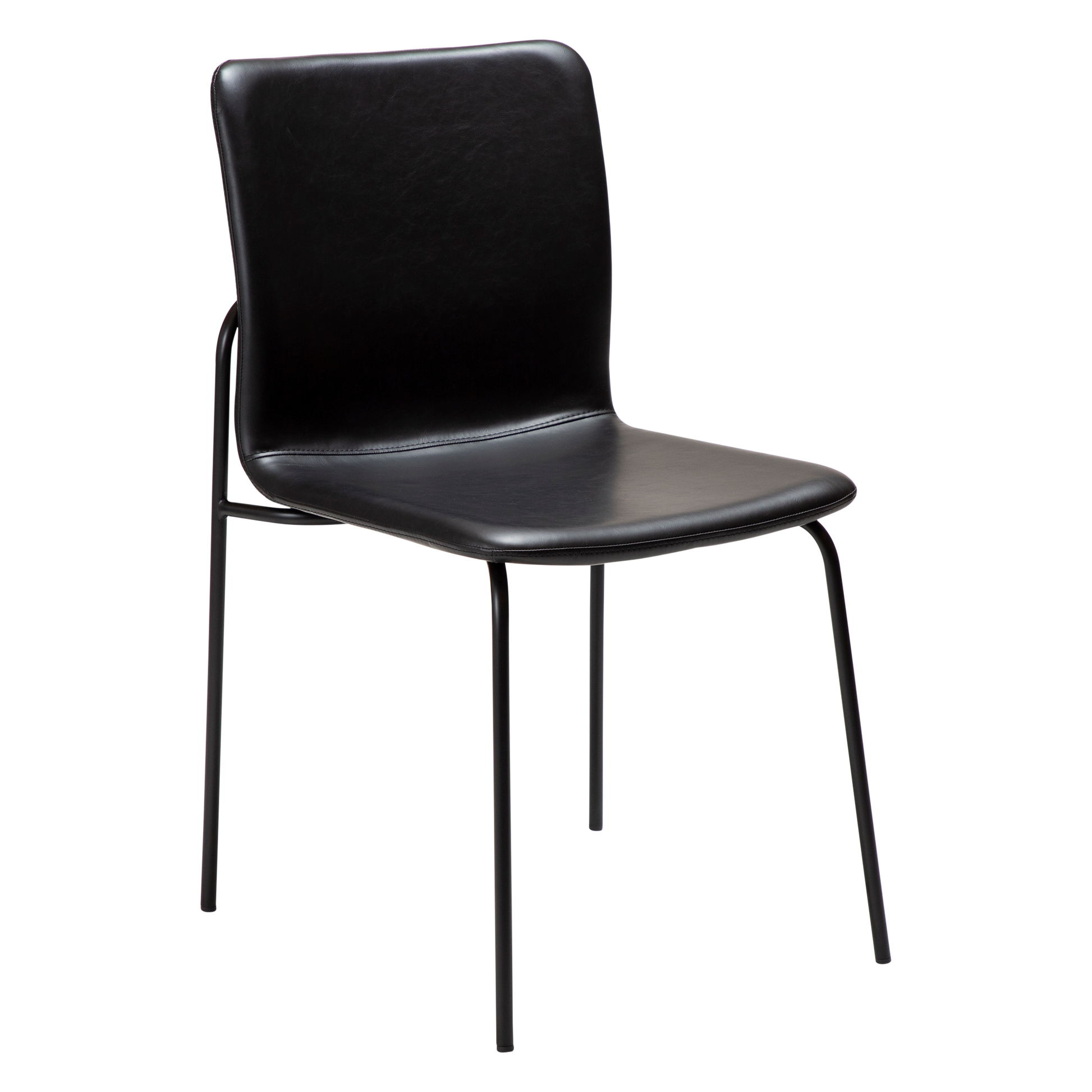 [var:Bezug=Vintage schwarzes Kunstleder mit schwarzen Beinen] WOOF Stuhl