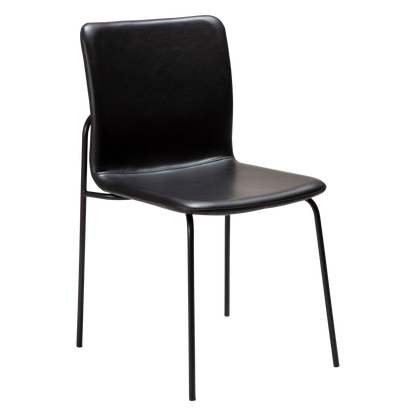 [var:Bezug=Vintage schwarzes Kunstleder mit schwarzen Beinen] WOOF Stuhl