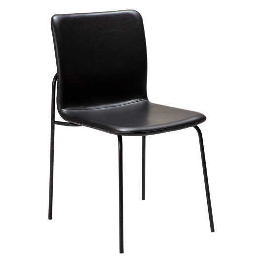 [var:Bezug=Vintage schwarzes Kunstleder mit schwarzen Beinen] WOOF Stuhl