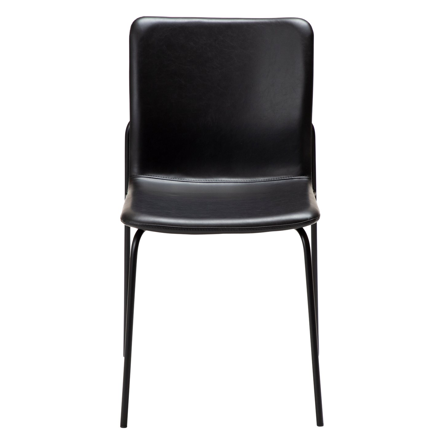 [var:Bezug=Vintage schwarzes Kunstleder mit schwarzen Beinen] WOOF Stuhl