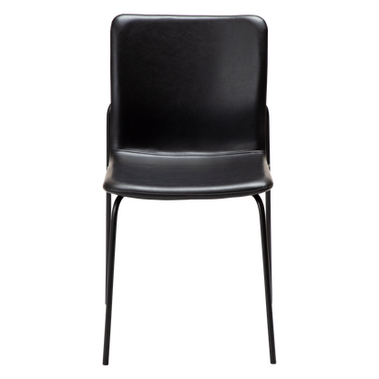 [var:Bezug=Vintage schwarzes Kunstleder mit schwarzen Beinen] WOOF Stuhl