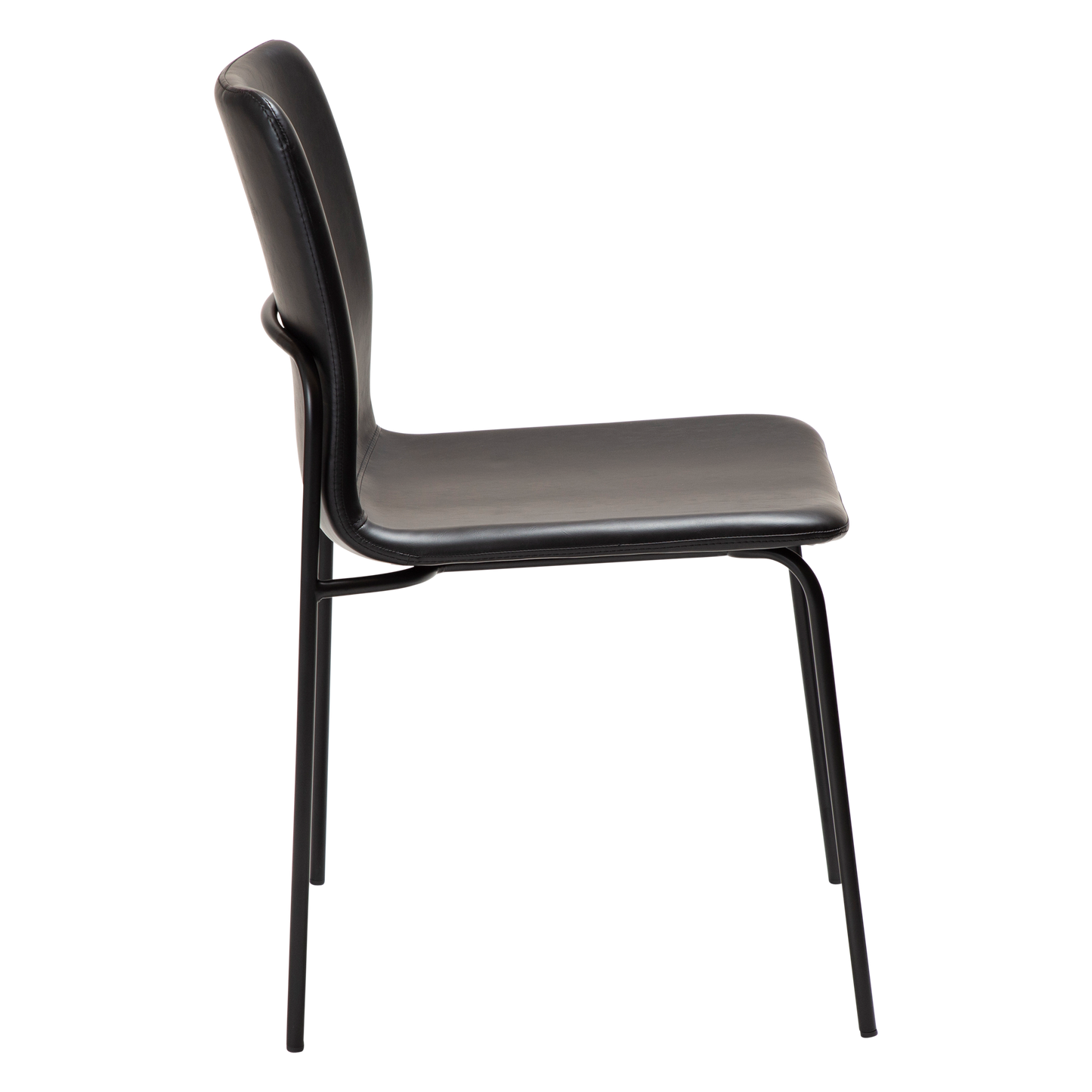 [var:Bezug=Vintage schwarzes Kunstleder mit schwarzen Beinen] WOOF Stuhl