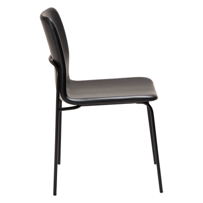 [var:Bezug=Vintage schwarzes Kunstleder mit schwarzen Beinen] WOOF Stuhl