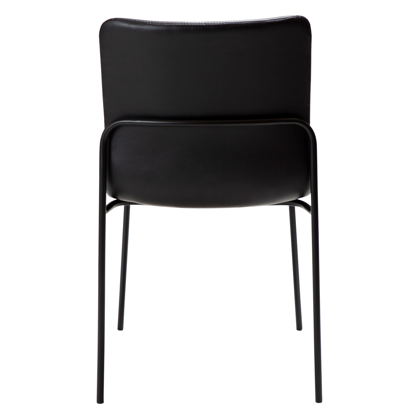 [var:Bezug=Vintage schwarzes Kunstleder mit schwarzen Beinen] WOOF Stuhl