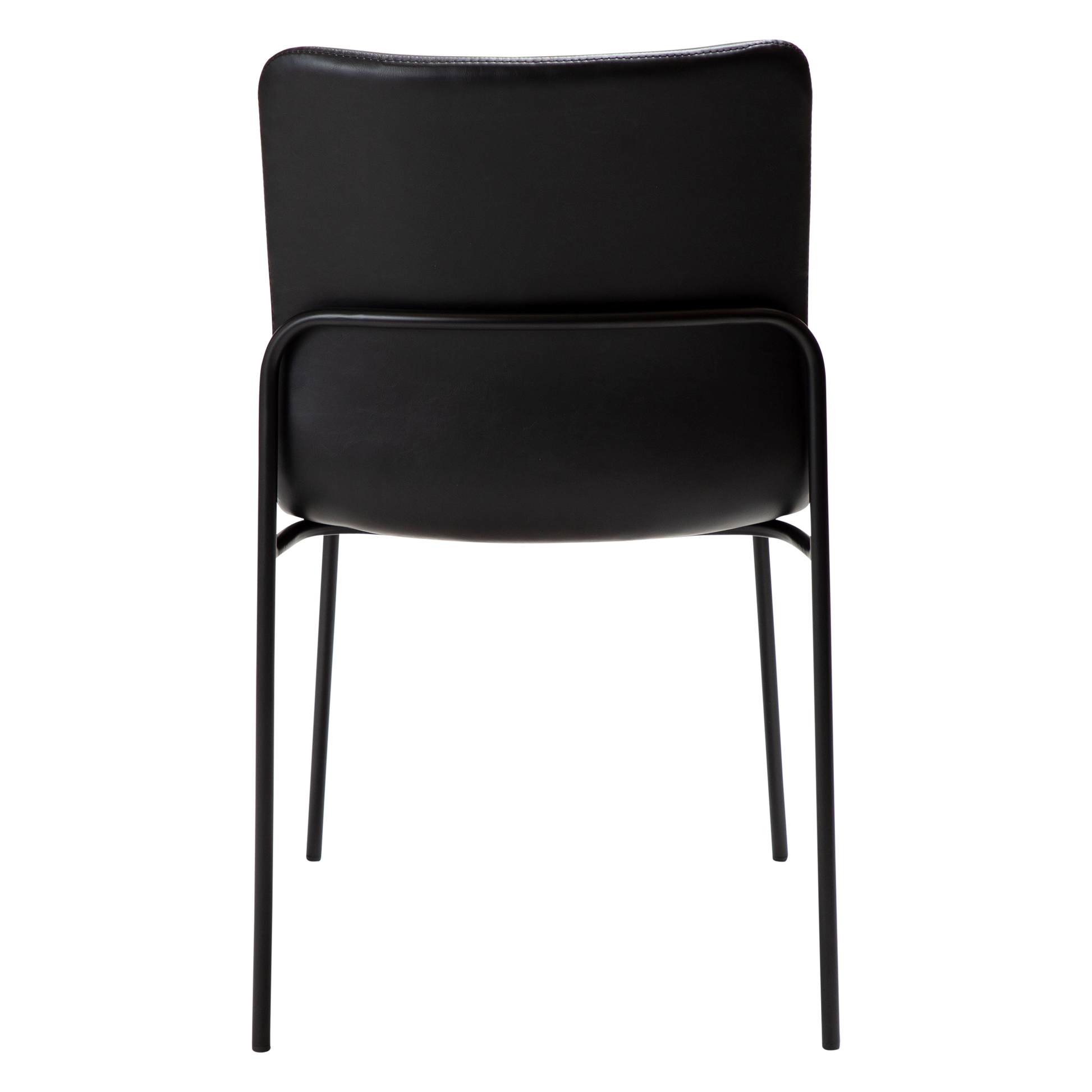 [var:Bezug=Vintage schwarzes Kunstleder mit schwarzen Beinen] WOOF Stuhl