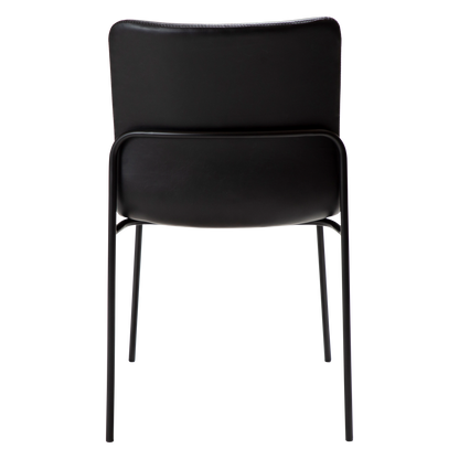 [var:Bezug=Vintage schwarzes Kunstleder mit schwarzen Beinen] WOOF Stuhl