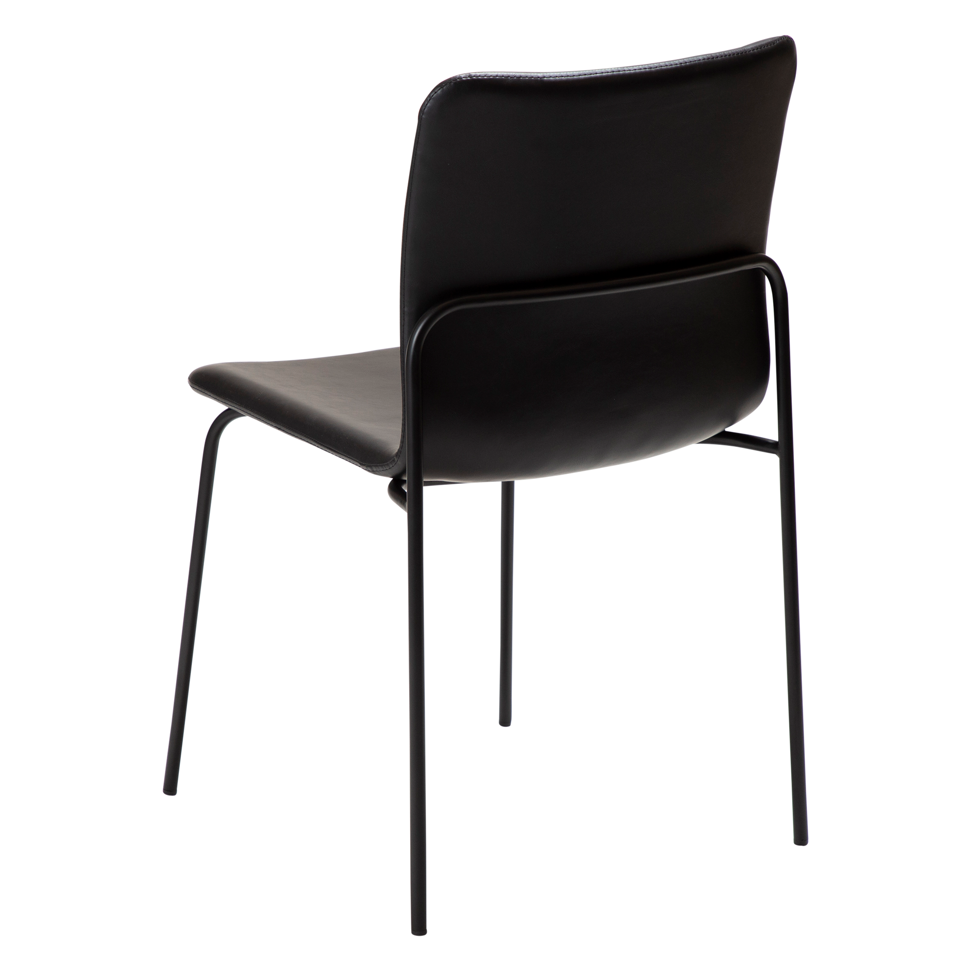 [var:Bezug=Vintage schwarzes Kunstleder mit schwarzen Beinen] WOOF Stuhl