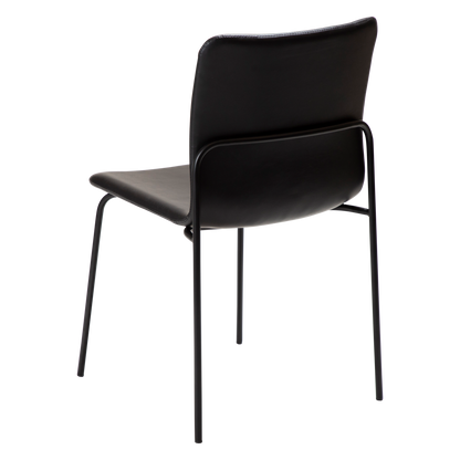 [var:Bezug=Vintage schwarzes Kunstleder mit schwarzen Beinen] WOOF Stuhl