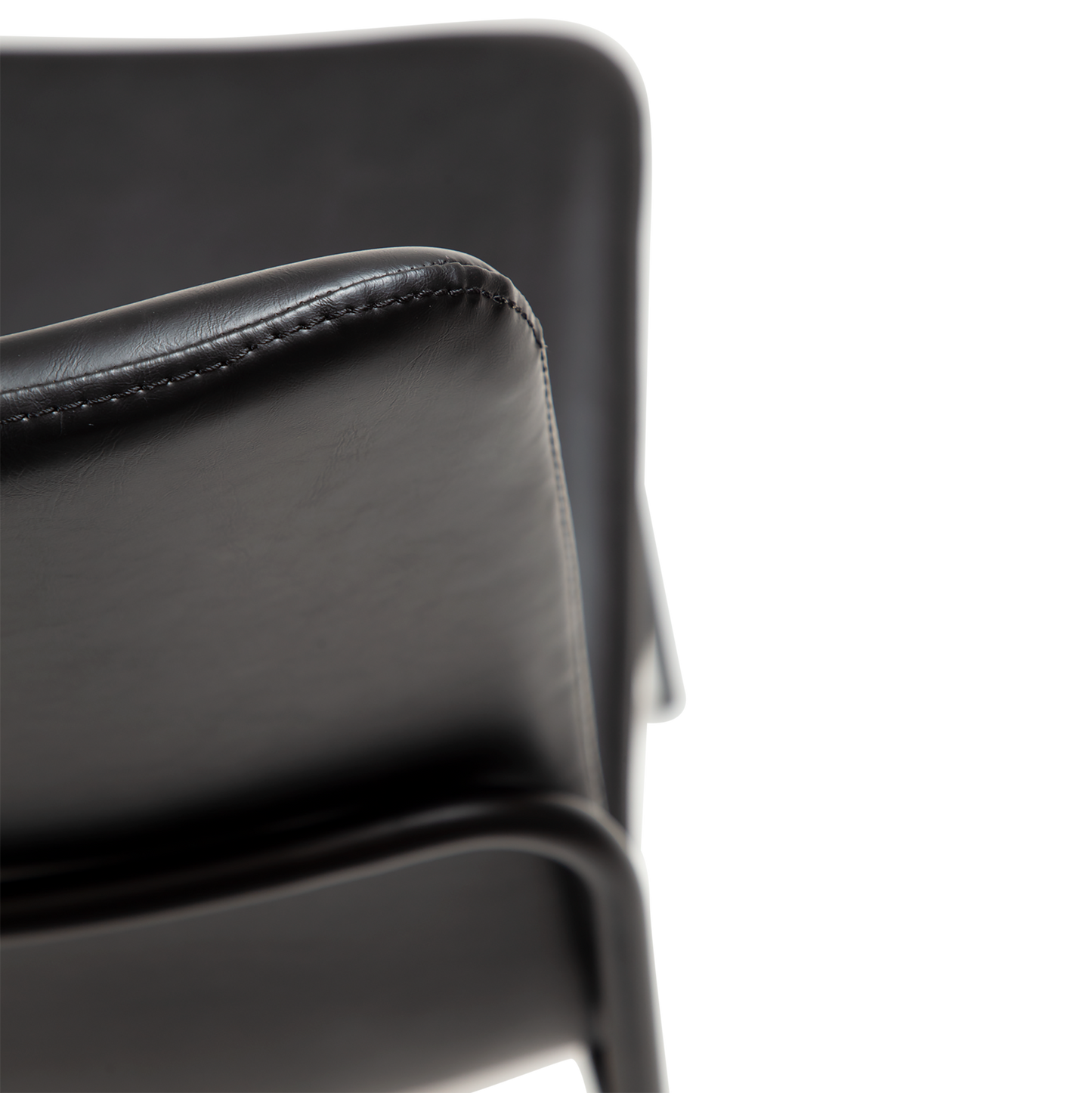 [var:Bezug=Vintage schwarzes Kunstleder mit schwarzen Beinen] WOOF Stuhl