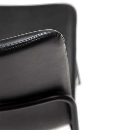 [var:Bezug=Vintage schwarzes Kunstleder mit schwarzen Beinen] WOOF Stuhl