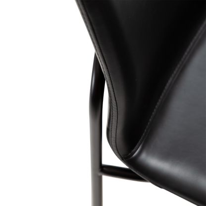 [var:Bezug=Vintage schwarzes Kunstleder mit schwarzen Beinen] WOOF Stuhl