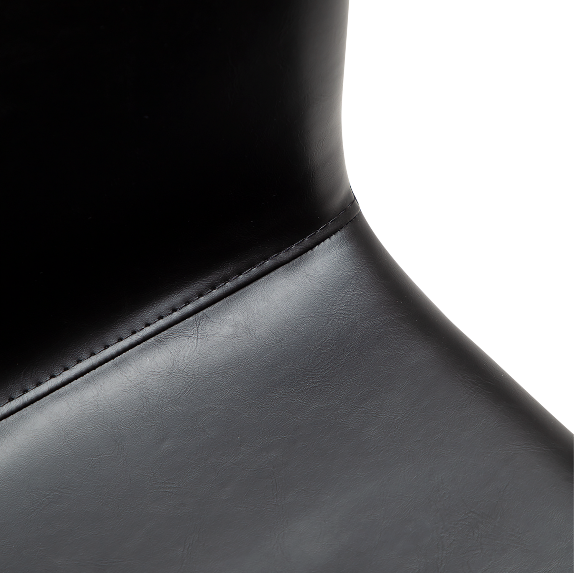 [var:Bezug=Vintage schwarzes Kunstleder mit schwarzen Beinen] WOOF Stuhl