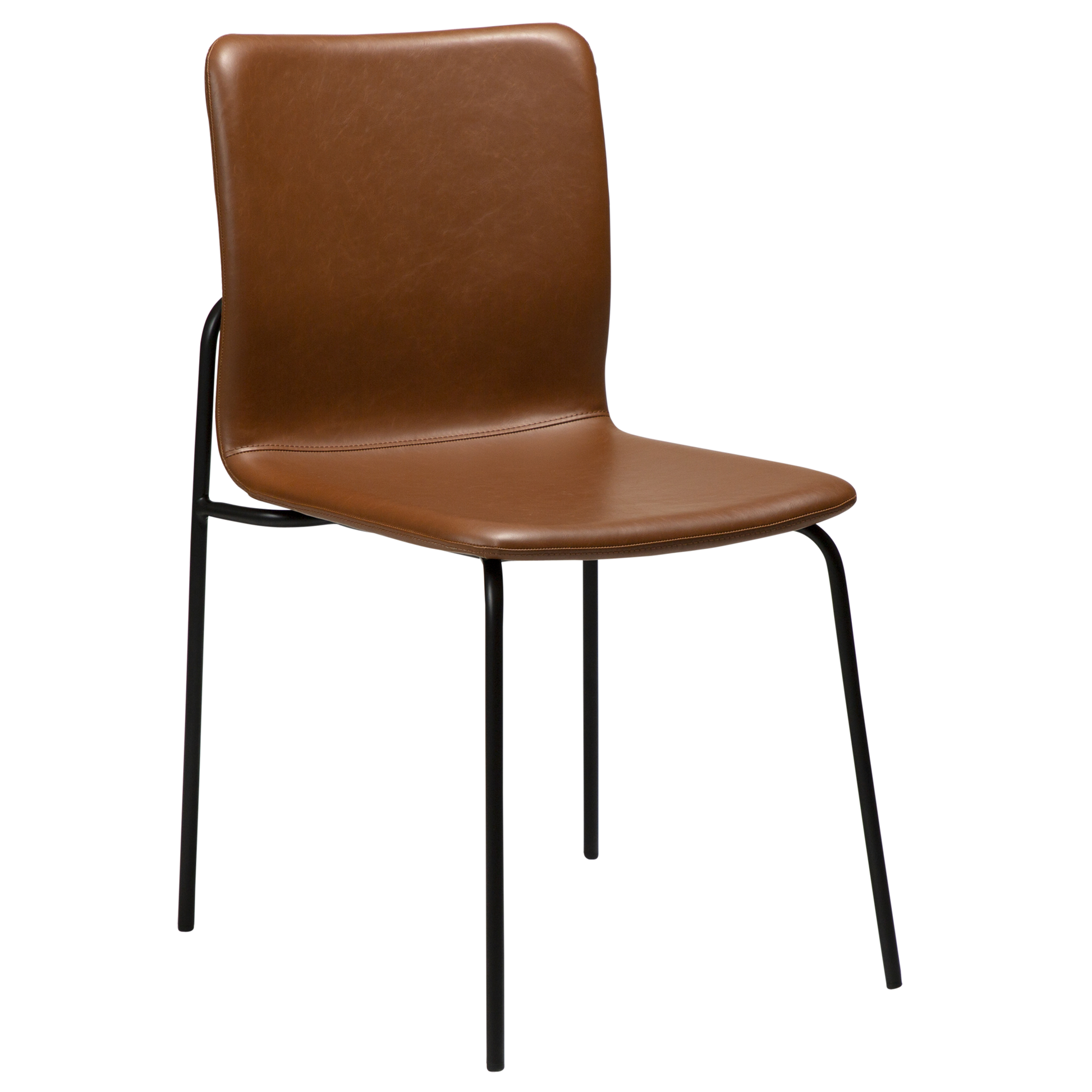 [var:Bezug=Vintage hellbraunes Kunstleder mit schwarzen Beinen] WOOF Stuhl