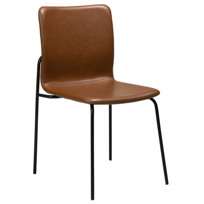 [var:Bezug=Vintage hellbraunes Kunstleder mit schwarzen Beinen] WOOF Stuhl