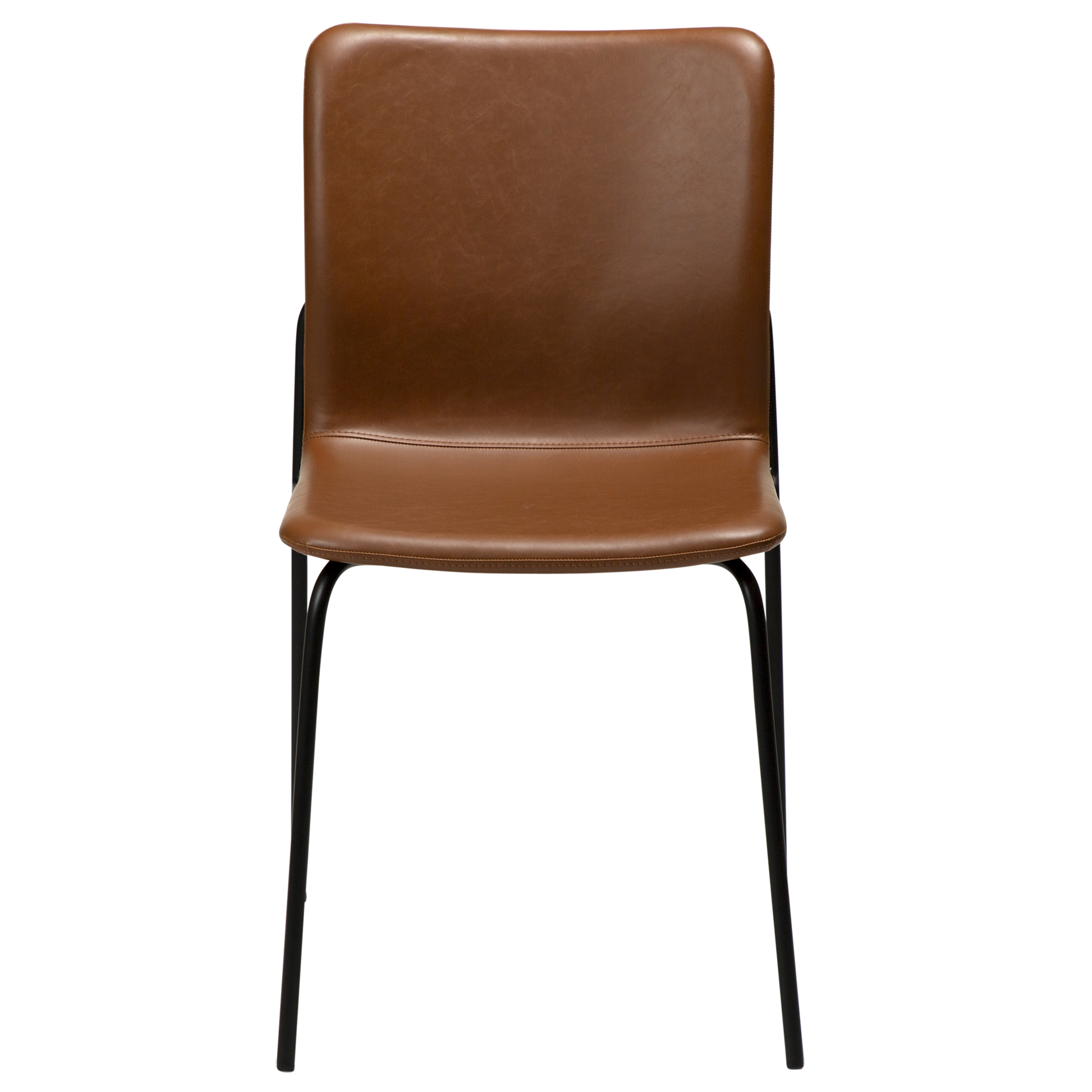 [var:Bezug=Vintage hellbraunes Kunstleder mit schwarzen Beinen] WOOF Stuhl