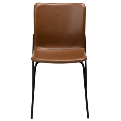 [var:Bezug=Vintage hellbraunes Kunstleder mit schwarzen Beinen] WOOF Stuhl