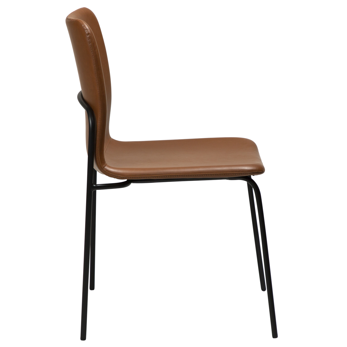 [var:Bezug=Vintage hellbraunes Kunstleder mit schwarzen Beinen] WOOF Stuhl