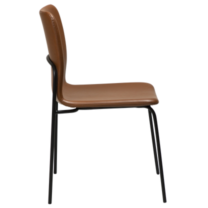 [var:Bezug=Vintage hellbraunes Kunstleder mit schwarzen Beinen] WOOF Stuhl