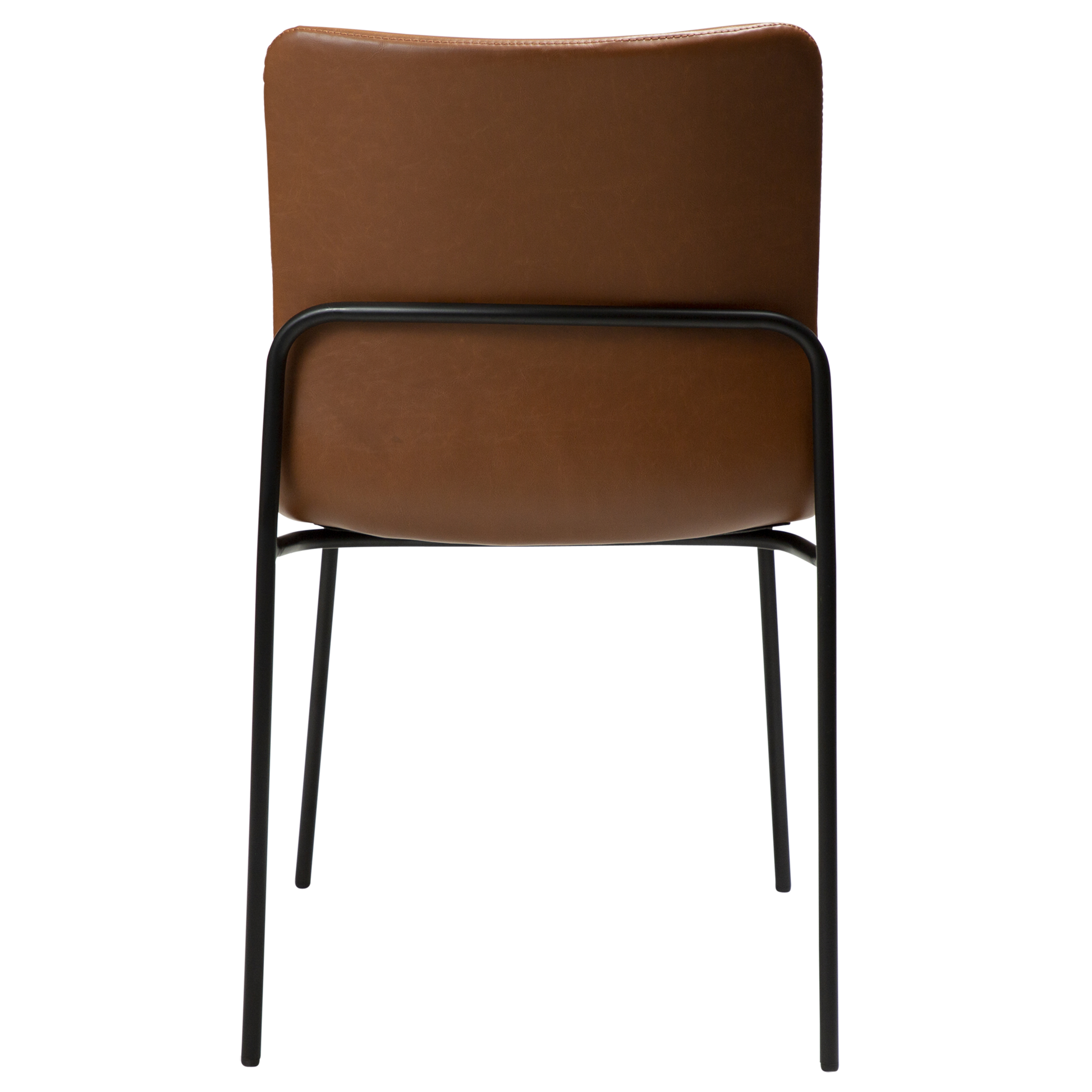 [var:Bezug=Vintage hellbraunes Kunstleder mit schwarzen Beinen] WOOF Stuhl