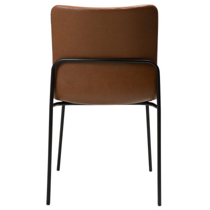 [var:Bezug=Vintage hellbraunes Kunstleder mit schwarzen Beinen] WOOF Stuhl