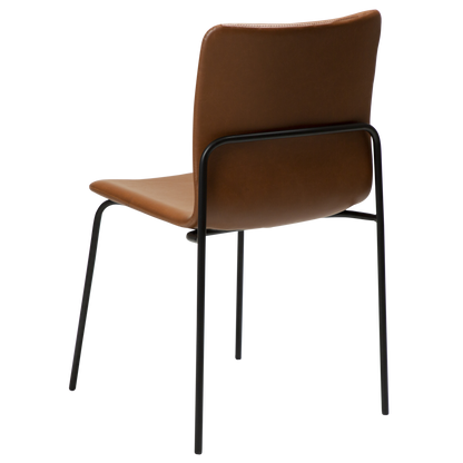 [var:Bezug=Vintage hellbraunes Kunstleder mit schwarzen Beinen] WOOF Stuhl