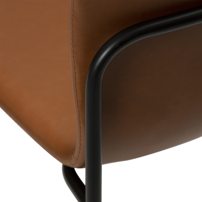 [var:Bezug=Vintage hellbraunes Kunstleder mit schwarzen Beinen] WOOF Stuhl