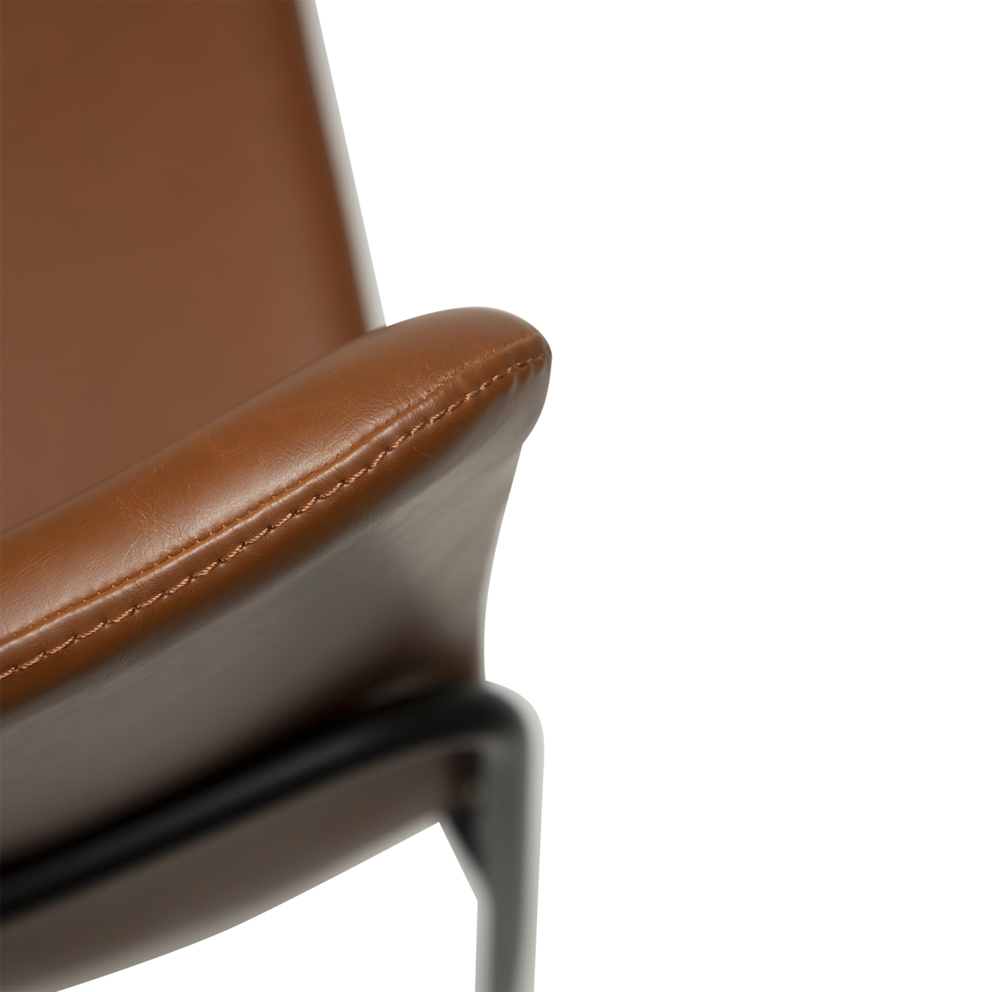 [var:Bezug=Vintage hellbraunes Kunstleder mit schwarzen Beinen] WOOF Stuhl