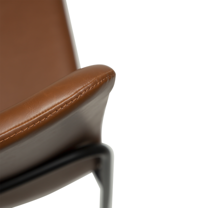 [var:Bezug=Vintage hellbraunes Kunstleder mit schwarzen Beinen] WOOF Stuhl