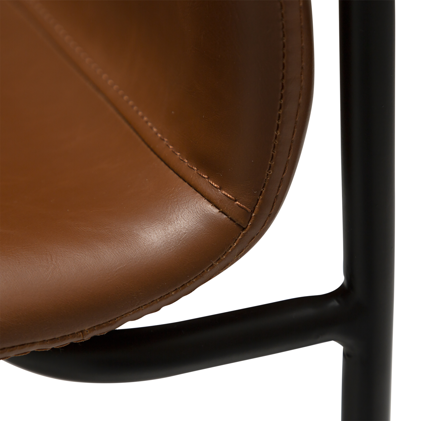 [var:Bezug=Vintage hellbraunes Kunstleder mit schwarzen Beinen] WOOF Stuhl