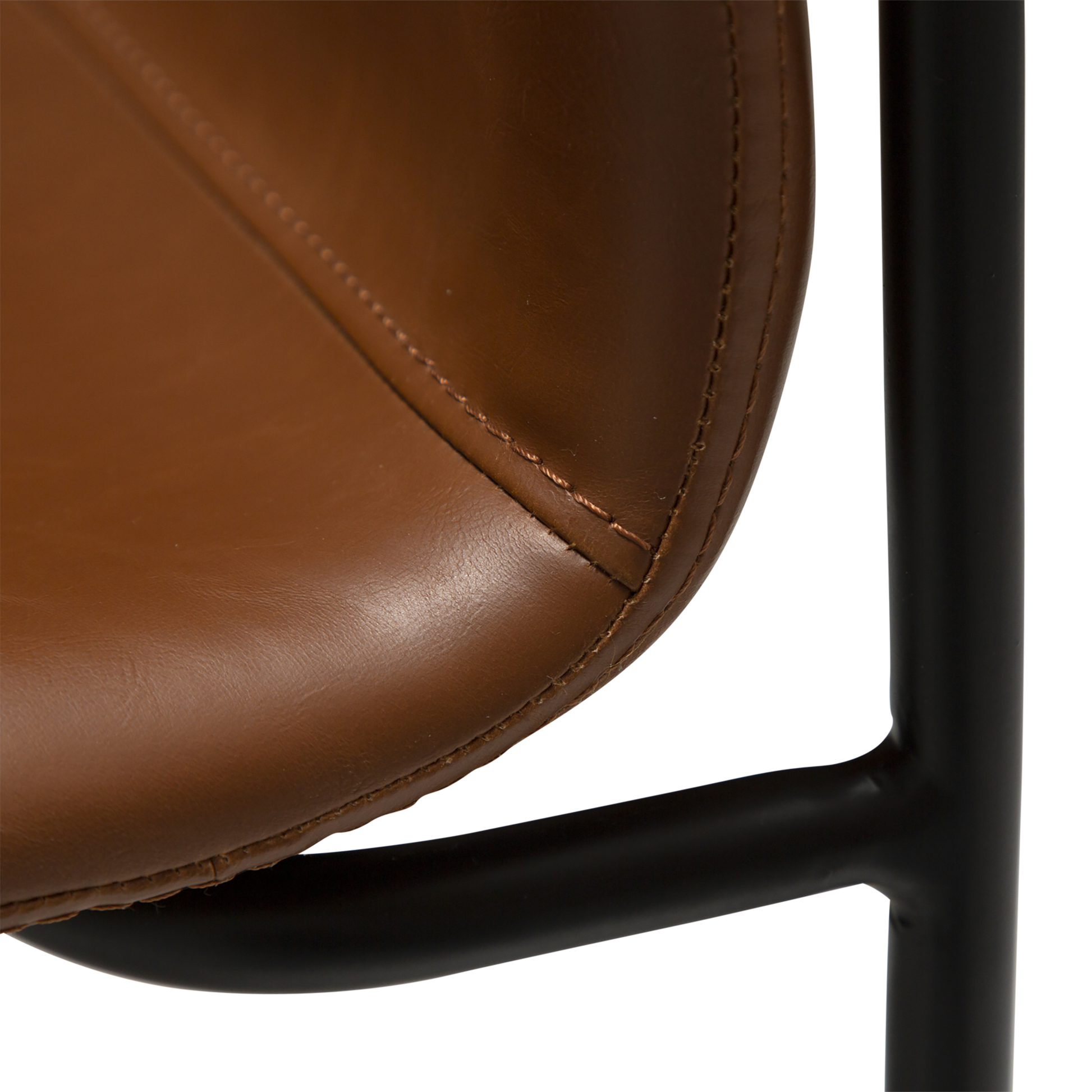 [var:Bezug=Vintage hellbraunes Kunstleder mit schwarzen Beinen] WOOF Stuhl