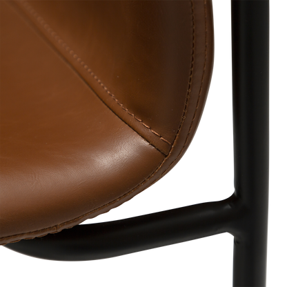 [var:Bezug=Vintage hellbraunes Kunstleder mit schwarzen Beinen] WOOF Stuhl