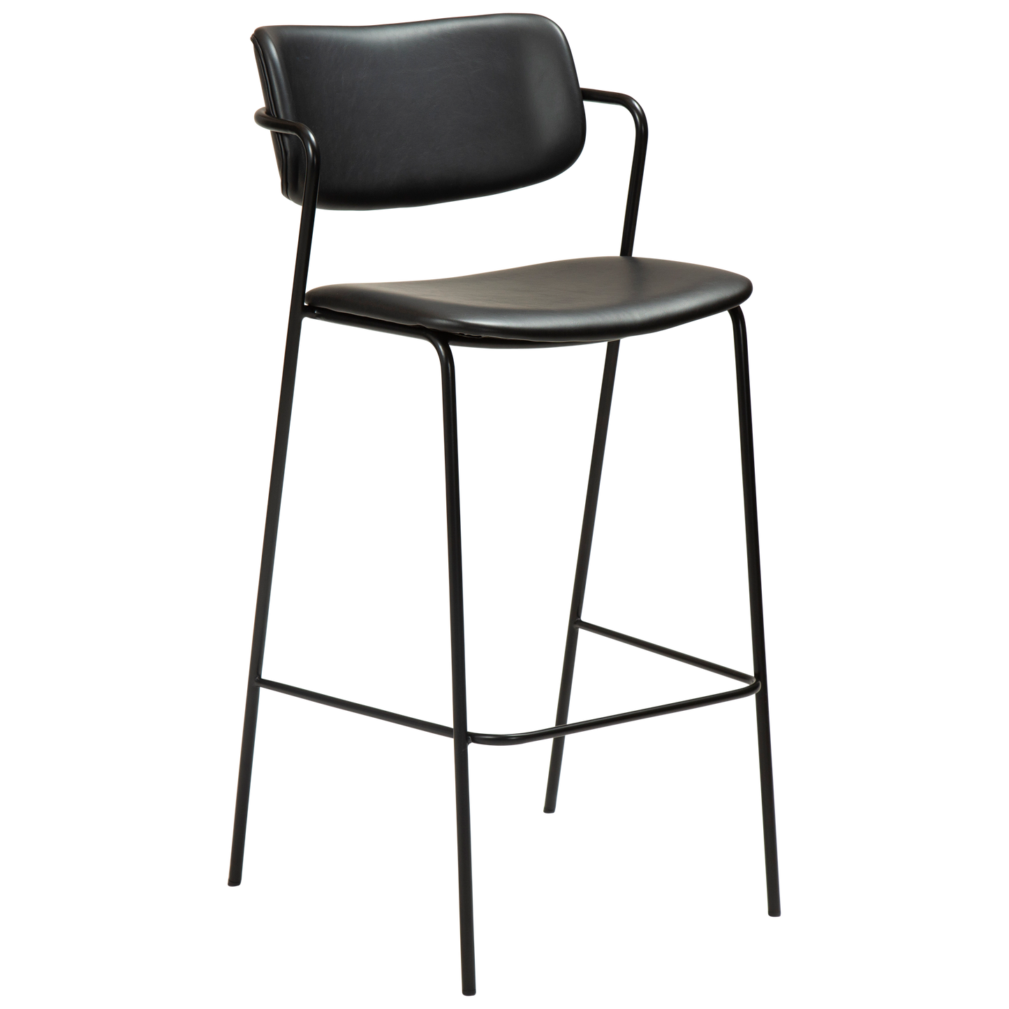 [var:Bezug=Vintage schwarzes Kunstleder mit schwarzen Beinen] ZED Barhocker