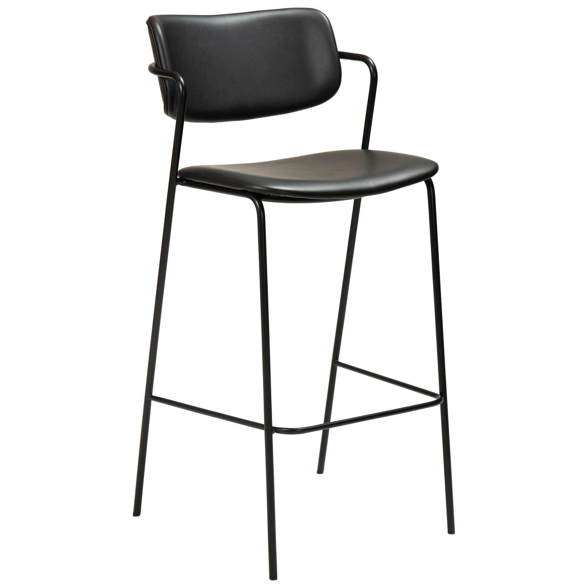 [var:Bezug=Vintage schwarzes Kunstleder mit schwarzen Beinen] ZED Barhocker