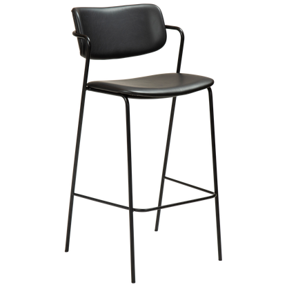 [var:Bezug=Vintage schwarzes Kunstleder mit schwarzen Beinen] ZED Barhocker